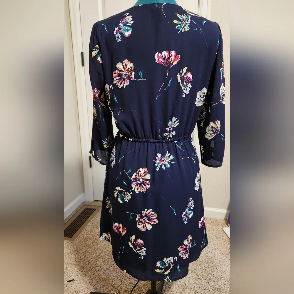 Maurices Navy Floral Dress Womens Sz S - Picture 2 of 7